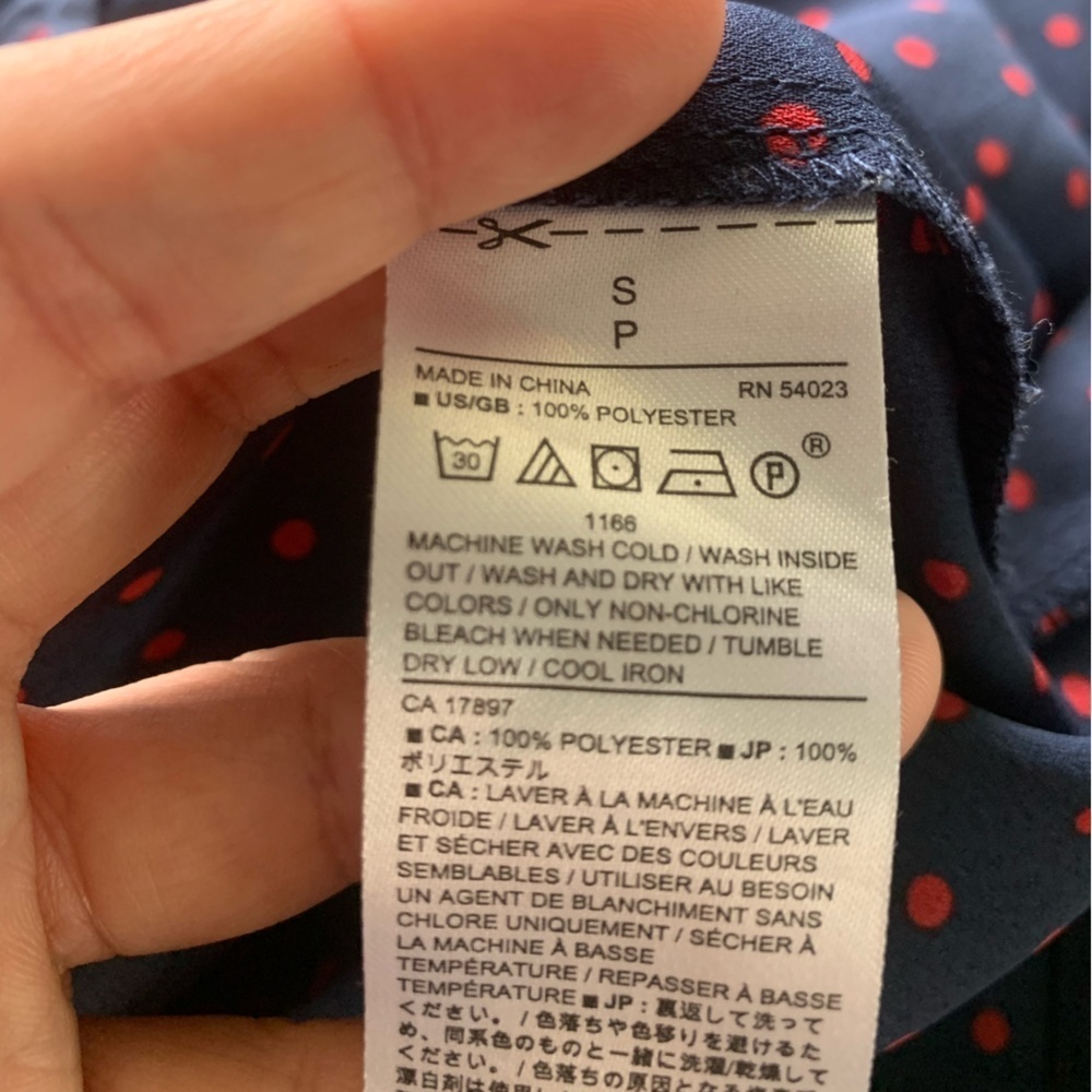 Banana Republic Navy Blouse with Red Polka Dots - Picture 5 of 5